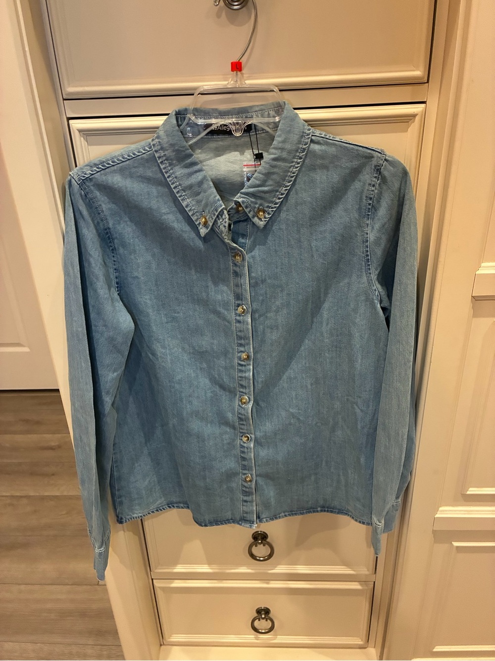 Allegra K Light Denim Button-Up Shirt